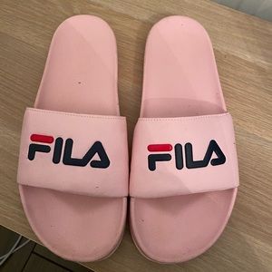 Pink Fila slides size 10